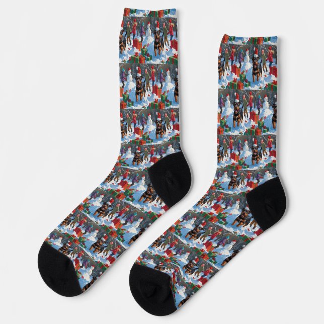 American Staffordshire Christmas Festive Snow  Socks (Left)
