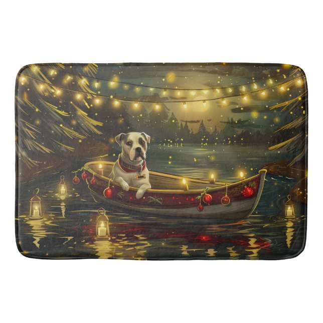 American Staffordshire Christmas Festive Voyage Bath Mat (Front)