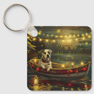 American Staffordshire Christmas Festive Voyage Key Ring