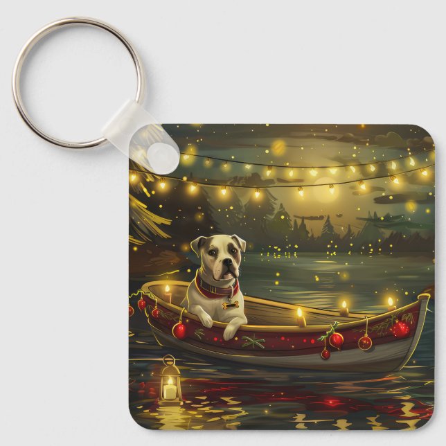American Staffordshire Christmas Festive Voyage Key Ring (Front)