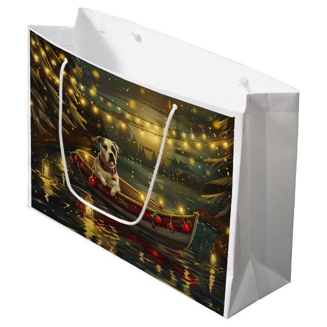 American Staffordshire Christmas Festive Voyage Large Gift Bag (Front Angled)