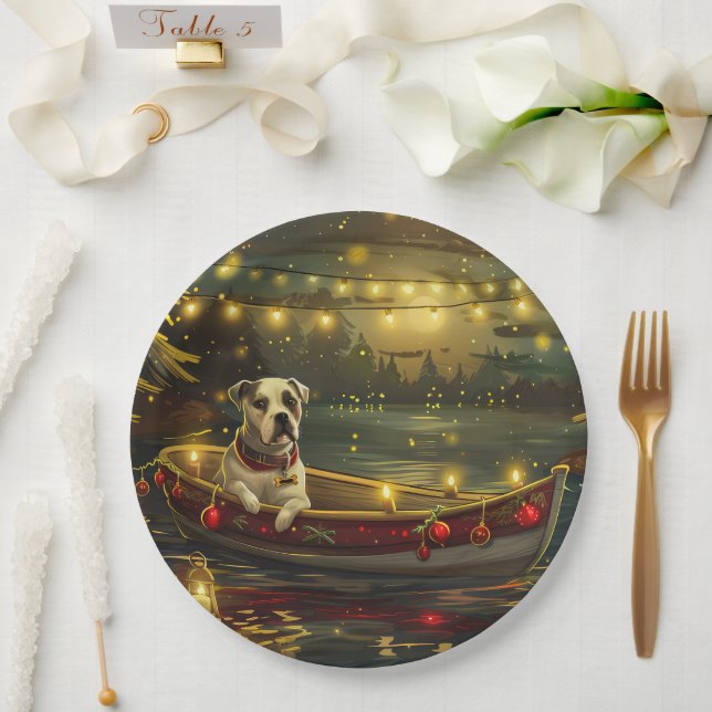 American Staffordshire Christmas Festive Voyage Paper Plate (Wedding)
