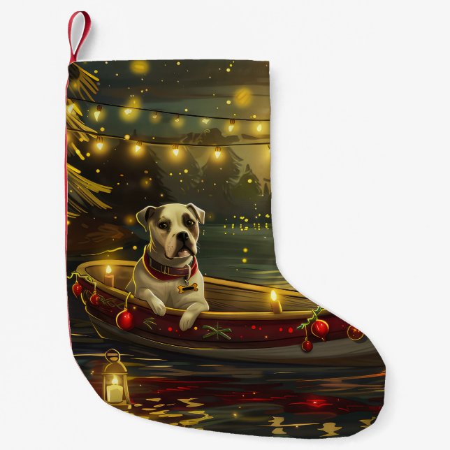 American Staffordshire Christmas Festive Voyage Small Christmas Stocking (Front)