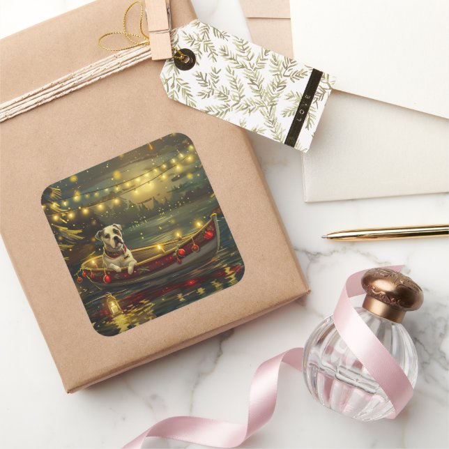 American Staffordshire Christmas Festive Voyage Square Sticker (Gifting)