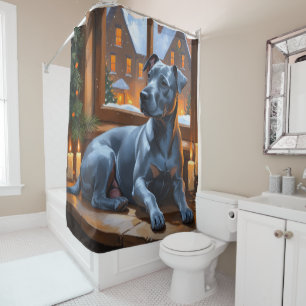 American Staffordshire Christmas Lights Holiday Shower Curtain