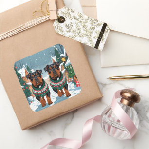 American Staffordshire Christmas Snow Holiday  Square Sticker