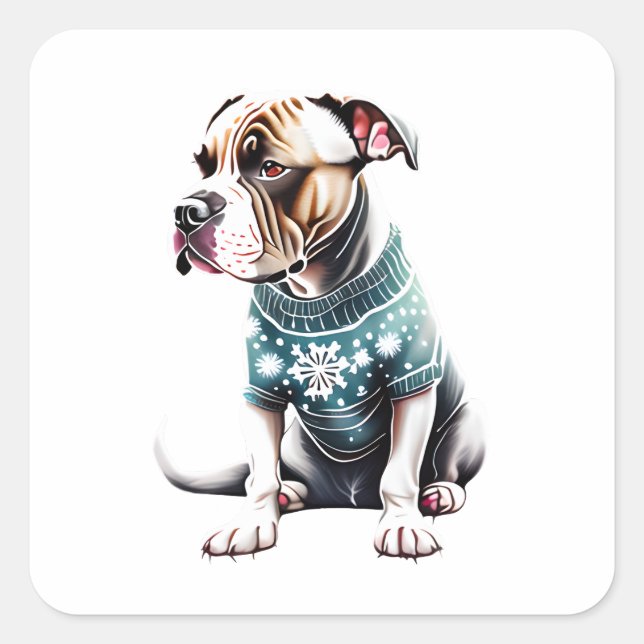 American Staffordshire Christmas Sweater Sticker (Front)