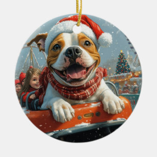 American Staffordshire Dog Christmas Ceramic Tree Decoration