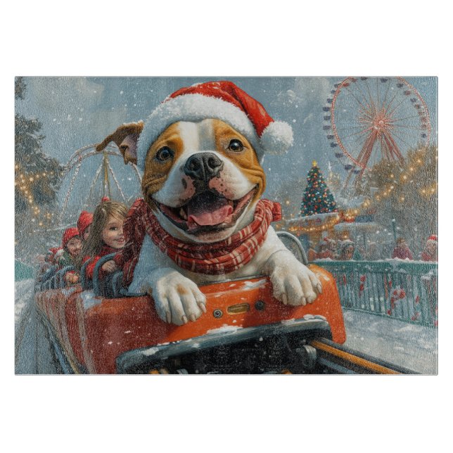 American Staffordshire Dog Christmas Cutting Board (Front)