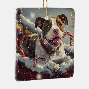 American Staffordshire Dog Christmas Festive Ceramic Ornament