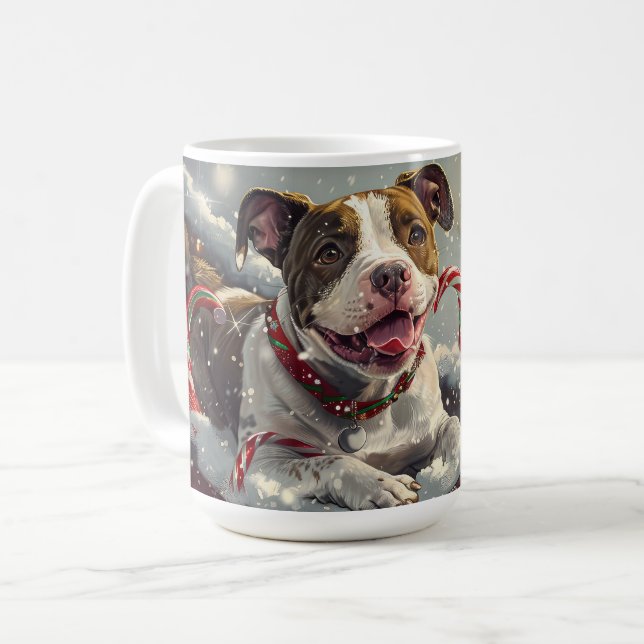 American Staffordshire Dog Christmas Festive  Coffee Mug (Front Left)