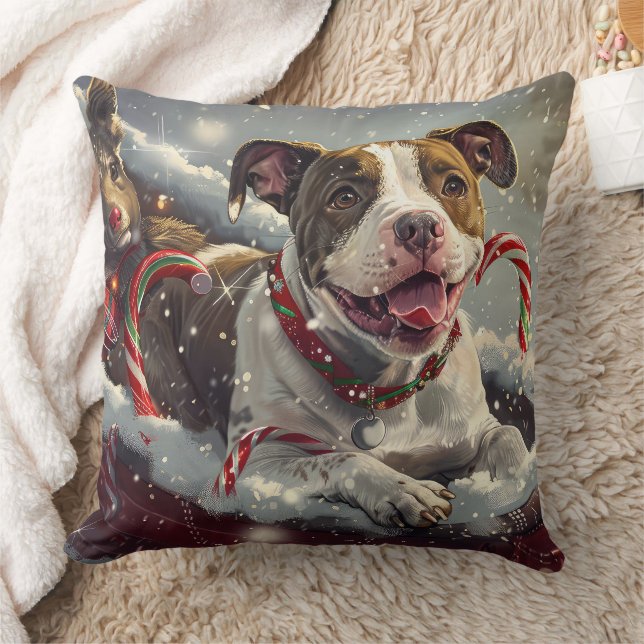 American Staffordshire Dog Christmas Festive  Cushion (Blanket)