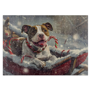 American Staffordshire Dog Christmas Festive Cutting Board