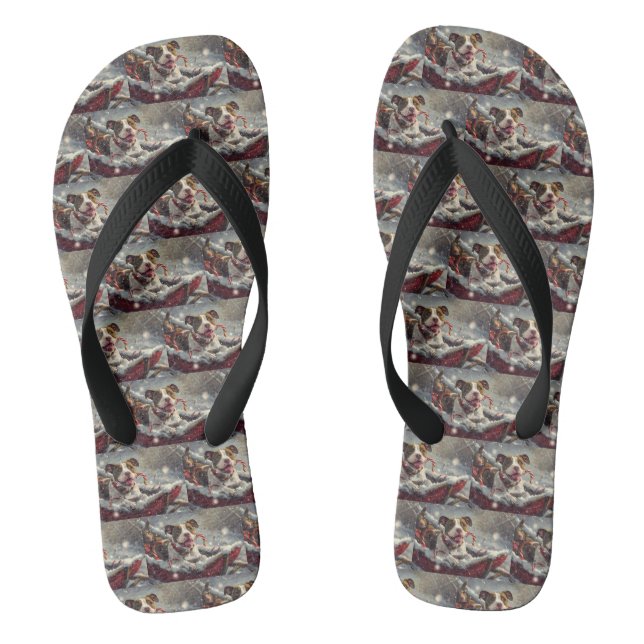 American Staffordshire Dog Christmas Festive  Flip Flops (Footbed)