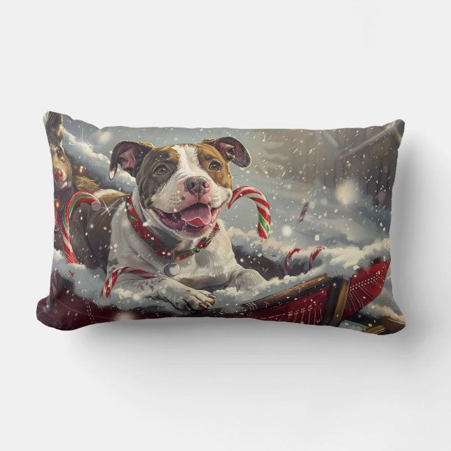 American Staffordshire Dog Christmas Festive  Lumbar Cushion (Front)