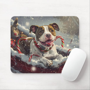 American Staffordshire Dog Christmas Festive Mouse Mat