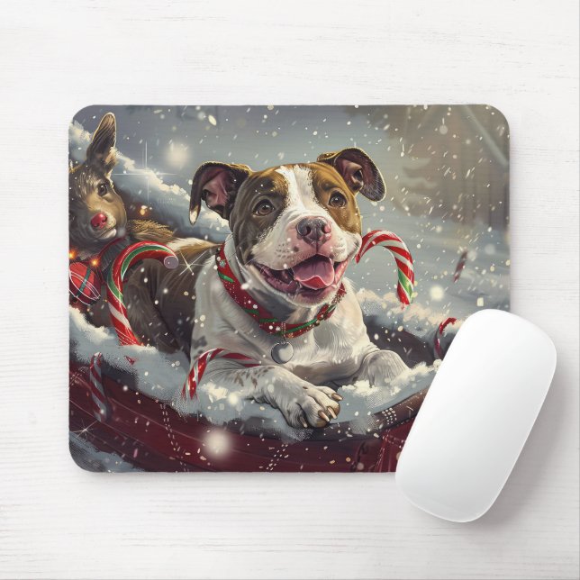 American Staffordshire Dog Christmas Festive  Mouse Mat (With Mouse)