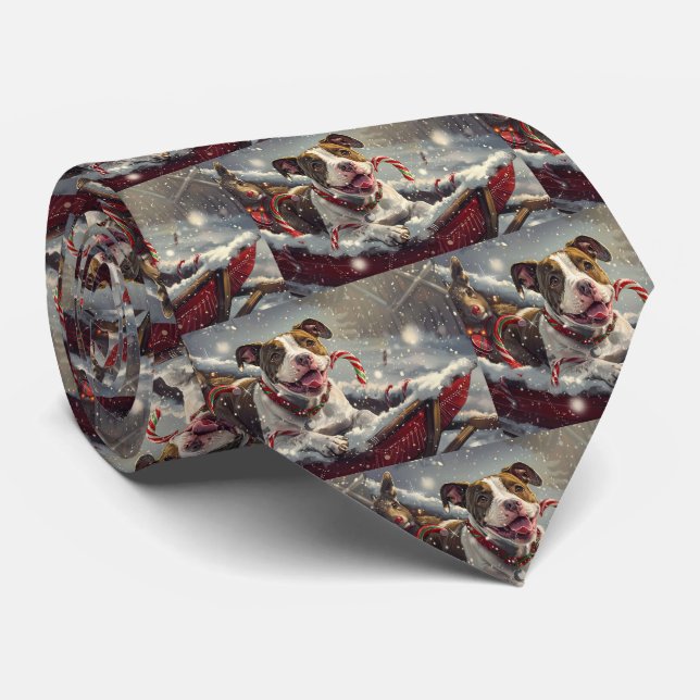 American Staffordshire Dog Christmas Festive  Tie (Rolled)