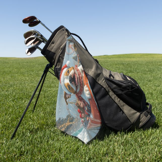 American Staffordshire Dog Christmas Golf Towel (Green)