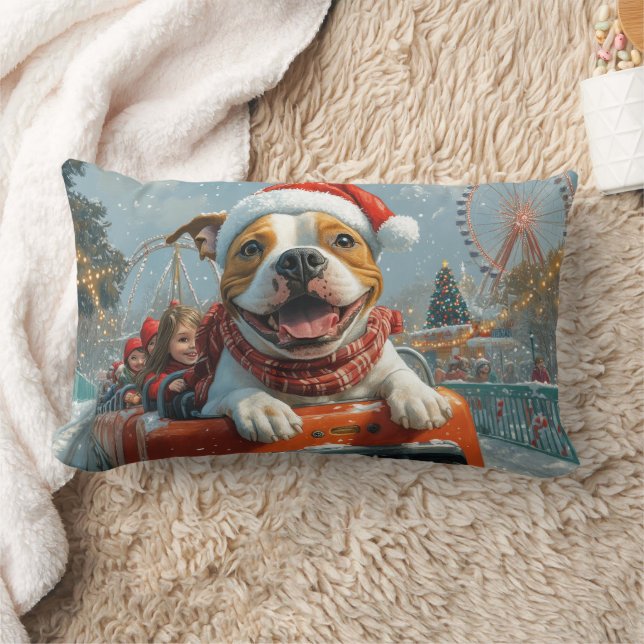 American Staffordshire Dog Christmas Lumbar Cushion (Blanket)