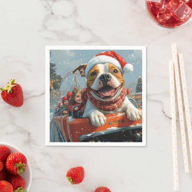 American Staffordshire Dog Christmas Napkin (Insitu)