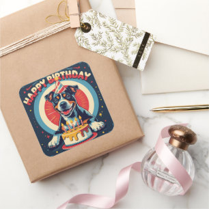 American Staffordshire Dog Colourful  Square Sticker