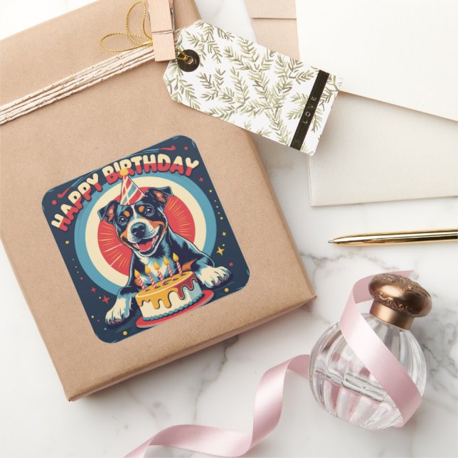 American Staffordshire Dog Colourful  Square Sticker (Gifting)