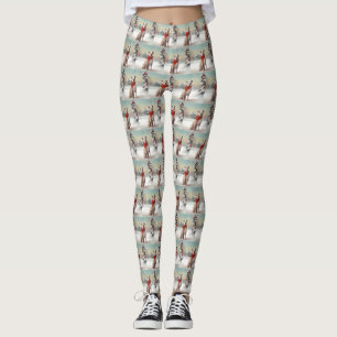 American Staffordshire Dog in Snow Christmas Leggings