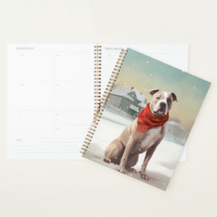 American Staffordshire Dog in Snow Christmas  Planner