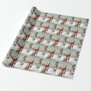 American Staffordshire Dog in Snow Christmas Wrapping Paper