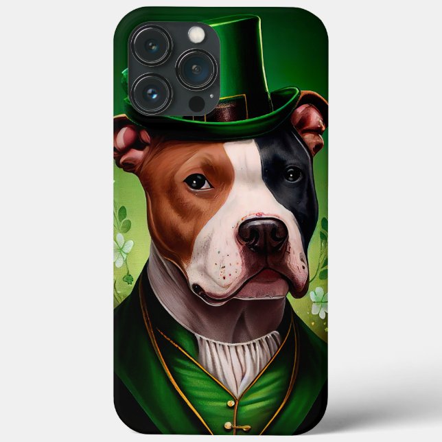 American Staffordshire dog in St. Patrick's Day Case-Mate iPhone Case (Back)