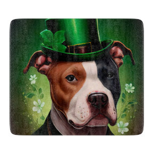 American Staffordshire dog in St. Patrick's Day Cutting Board