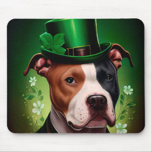 American Staffordshire dog in St. Patrick's Day Mouse Mat