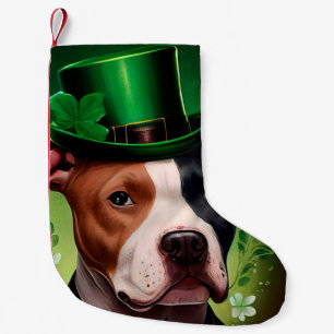 American Staffordshire dog in St. Patrick's Day Small Christmas Stocking
