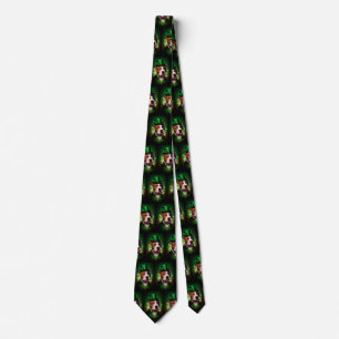 American Staffordshire dog in St. Patrick's Day  Tie