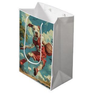 American Staffordshire Dog Playing Basketball Medium Gift Bag