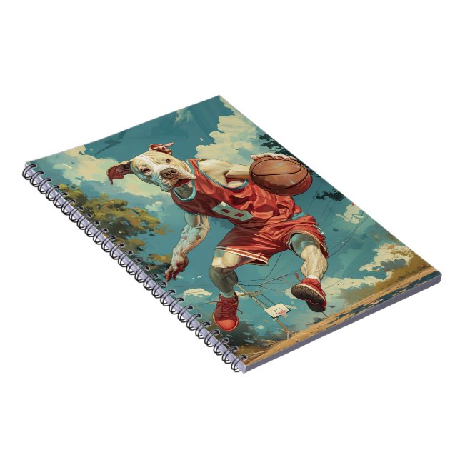 American Staffordshire Dog Playing Basketball Notebook (Right Side)