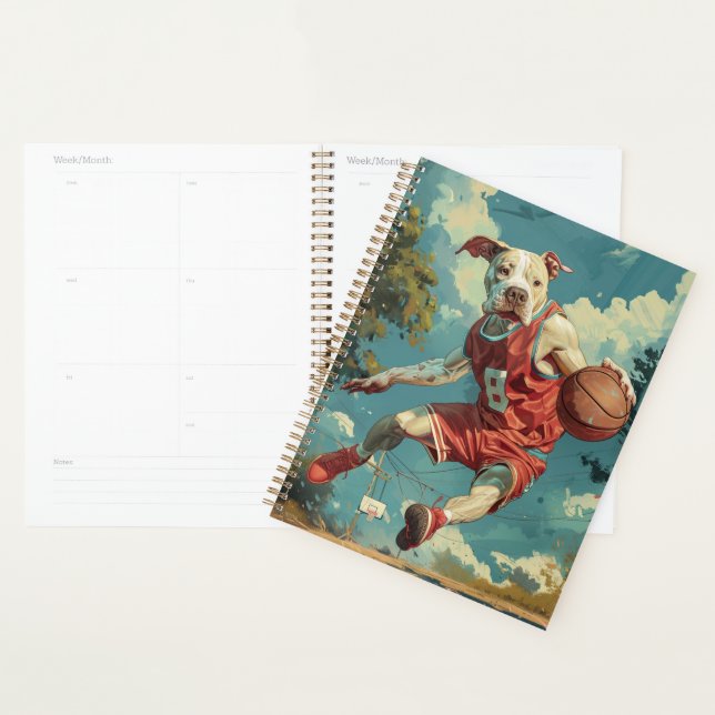 American Staffordshire Dog Playing Basketball Planner (Display)