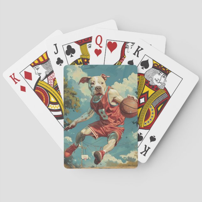 American Staffordshire Dog Playing Basketball Playing Cards (Back)
