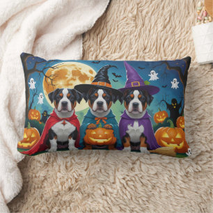 American Staffordshire Dog Pumpkin Halloween Funny Lumbar Cushion