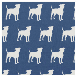 American Staffordshire Dog Silhouette Navy Blue Fabric