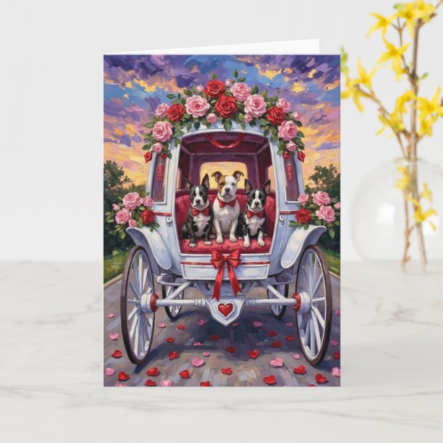 American Staffordshire Dog Valentine's Day Card (Yellow Flower)