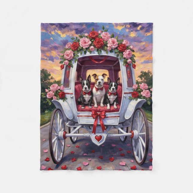 American Staffordshire Dog Valentine's Day Fleece Blanket (Front)