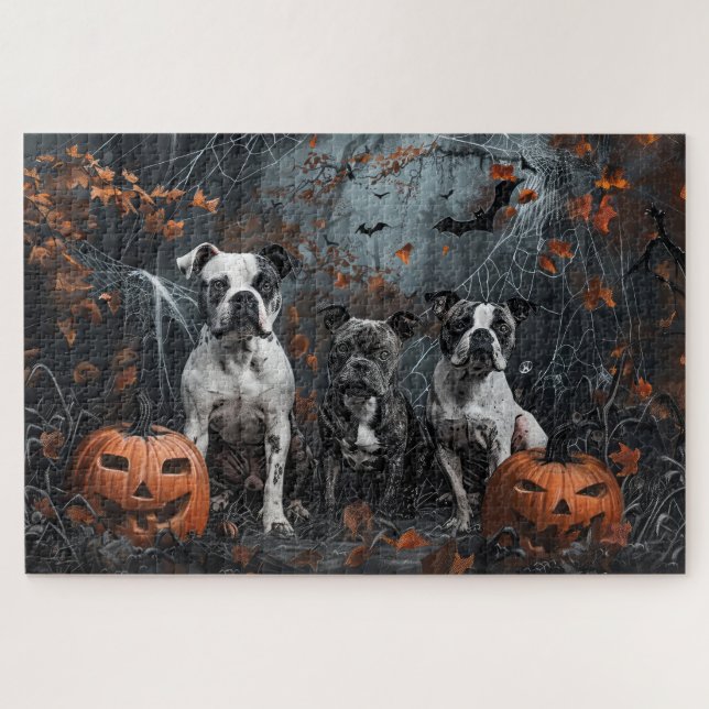 American Staffordshire Halloween Night Doggy  Jigsaw Puzzle (Horizontal)