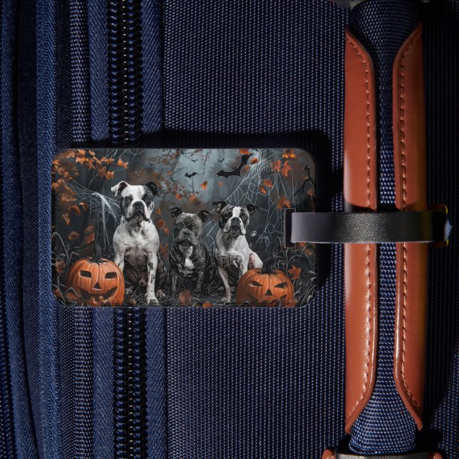 American Staffordshire Halloween Night Doggy  Luggage Tag (Back Insitu 2)