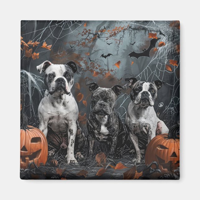 American Staffordshire Halloween Night Doggy  Magnet (Front)