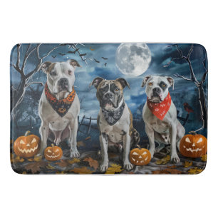 American Staffordshire Halloween Spooky  Bath Mat