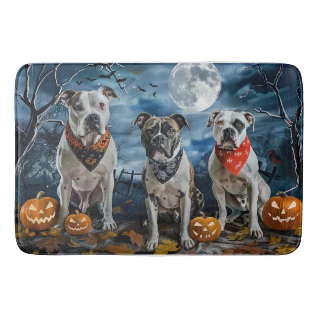 American Staffordshire Halloween Spooky  Bath Mat (Front)