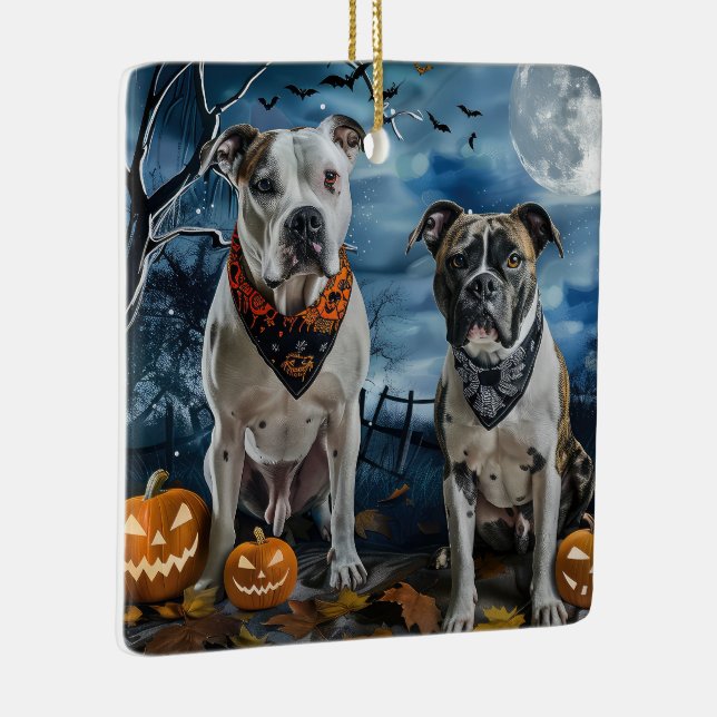 American Staffordshire Halloween Spooky  Ceramic Ornament (Right)