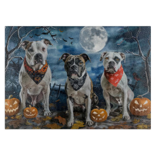 American Staffordshire Halloween Spooky  Cutting Board